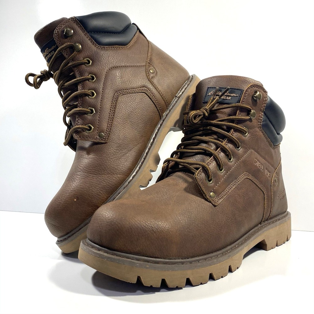 Eddie Bauer Mens Size 12 Medford ST Brown Steel Toe Oil Resistant Work Boots